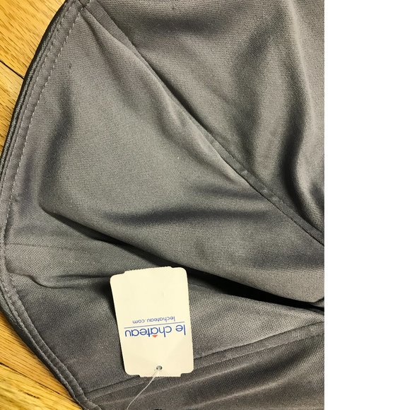 Le Chateau Gunmetal Grey Shiny Stretchy Flowy Ruffle bodycon dress Formal NWT - Picture 7 of 7